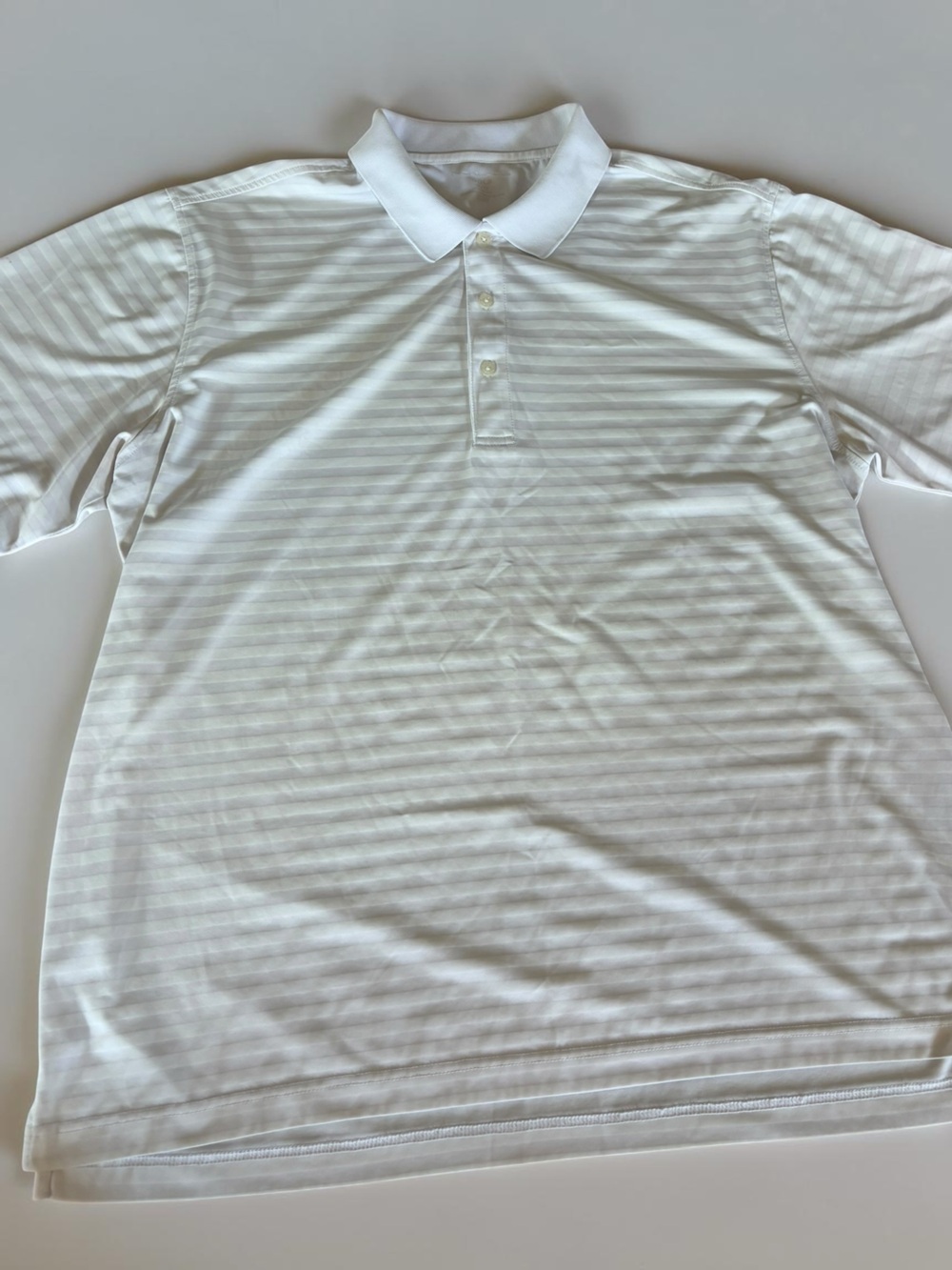 Nike Golf Dri-FIT White Striped Polo Shirt Mens XL Performance
